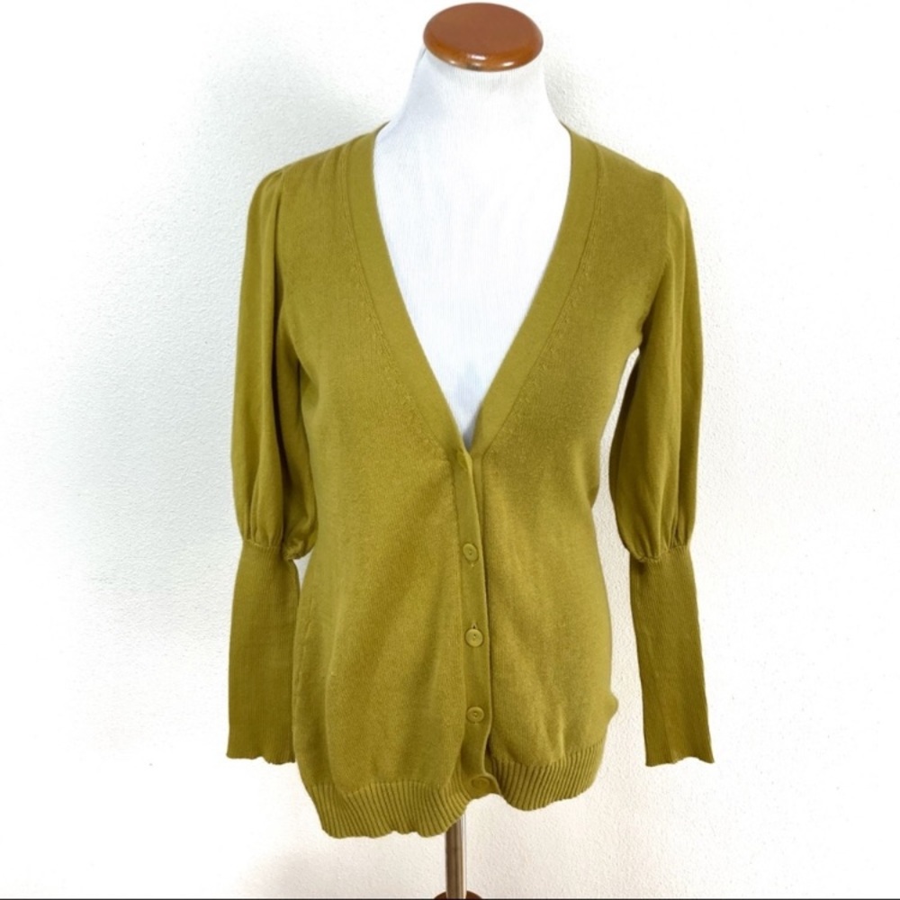Anthropologie Sparrow Green Long Sleeve Cotton Cardigan Sweater Women’s Sz Small